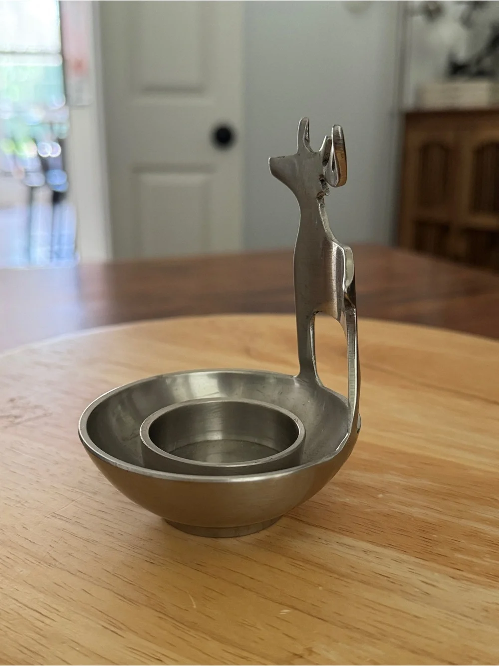 Vintage Eddie Bauer Pewter Reindeer Votive Candle Holder